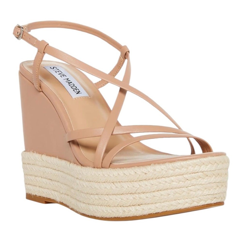 Steve‎ Madden Tan Whitlee Strappy Platform Summer Wedge Sandals | Size 9.5